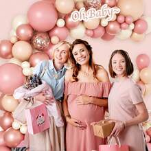 135 Pieces Retro Pink Ivory White Rose Gold Balloon Arch Wreath Set, Baby Gift Party, Wedding, Girl's Birthday Aluminum Foil Paper Sequin Balloon - Mixed Colors - View 4