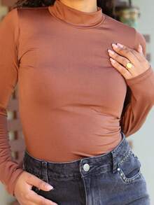 Kit 3 Women's Winter Bodysuits | High Neck With Suplex Lining | Elegance And Total Comfort - 棕色/白色/裸色 - 查看 3