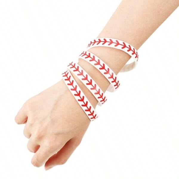 12/24pcs Baseball Silicone Wristbands, Wireless Sports Bracelet, Rubber Wristband Waterproof & Elastic, Suitable For Players, Sports Gifts, Great Gift For Baseball Team