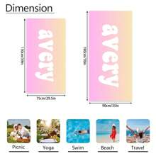 1pc Personalized Text Custom Ombre Beach Towel, Super Absorbent Swimming Towel, Comfortable Beach Blanket, Fashionable Pool Towel, Exquisite Yoga Mat, Beach Accessory, Holiday Essential Gift For Mother's Day, For Birthdays, For Ren's Day, For Father's Day, For Graduation, For Weddings, For Housewarming Bathroom, Living Room, Bedroom, Home Summer Bathroom DecorTravel Essentials Travel Accessories Beach Essentials