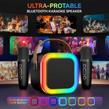 Karaoke Machine For Adults, Portable Bluetooth Mini Karaoke Microphone Singing Speaker Karaoke Player With 2 Wireless Mic, For All Smartphones,Birthday, Family,Home Party