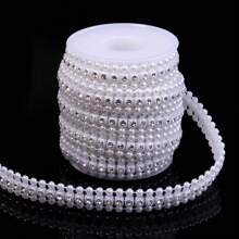 3 Yards/Roll ABS Faux Pearl Rhinestone Chain, Bridal Dress Accessory, Party Decorative Chain, Elegant Bracelet & Necklace Making Faux Pearl Chain
