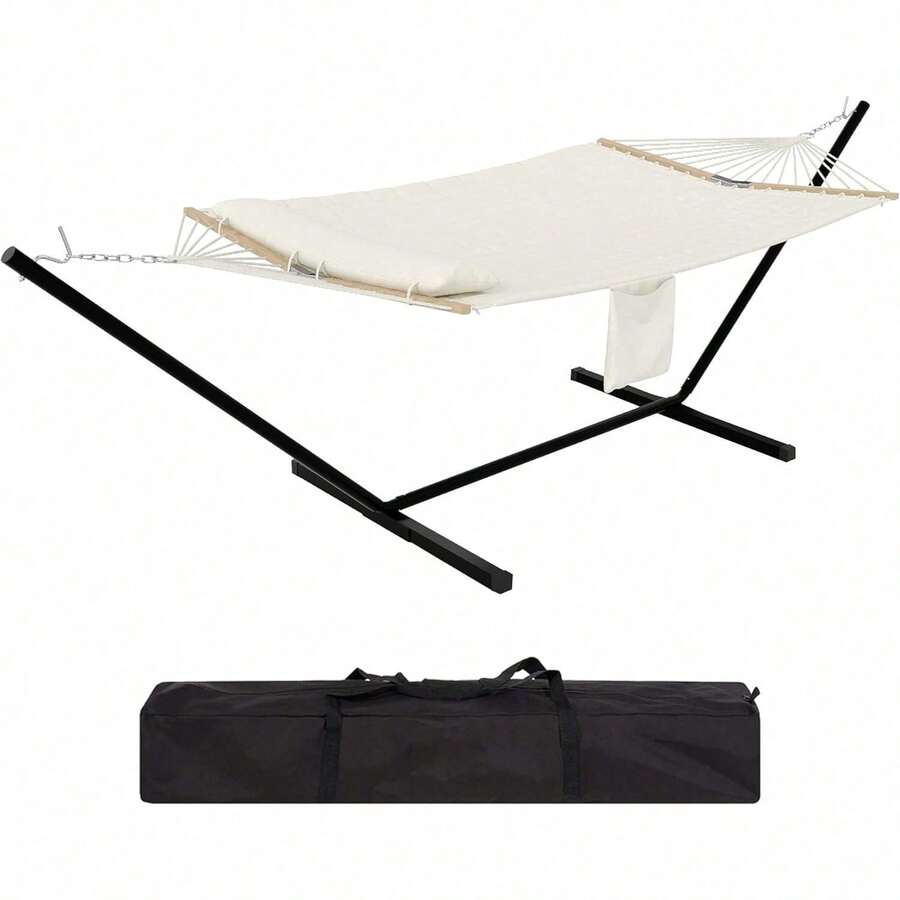 ​​12FT 2 Person Hammock With Stand - Heavys Duty 450LB Capacity, Large Outdoor Hammock With Hardwood Spreader Bar, Weather-Resistant Polyester & Carrying Bag For Patio, Beach, Backyard (Beige) - Beige - View 1