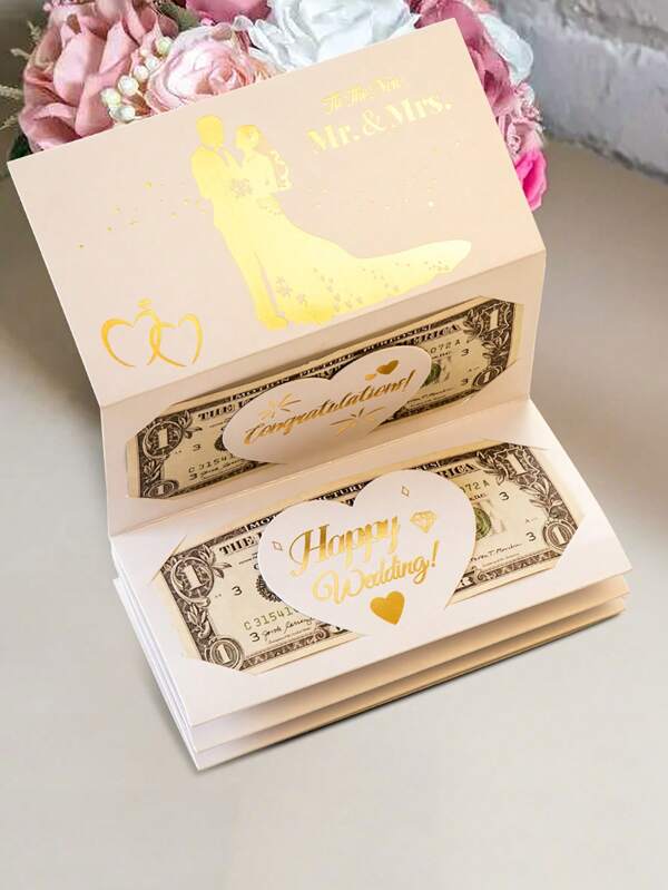 1 pieza Tarjeta de boda para la novia y el novio, sobre de regalo de boda para dinero en efectivo, tarjetero de boda para efectivo, tarjeta de boda para regalos en efectivo (Para el nuevo Sr. y la Sra.)