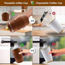 2025YINBAOGE Insulated Travel Coffee Mug, Spill & Leak Proof, Portable To Go Camping Stainless Steel Coffee Tumbler, Reusable Thermal Coffee Cup With Lid For Hot & Cold Drinks (Black, 12 OZ) - 棕色 - 查看 5
