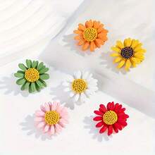 1 件/4 件雏菊花胸针，多功能装饰，适用于女士衬衫、西装外套、防闪光别针、包、帽子和配饰背包，适用于学校办公室配饰夹克珠宝圣诞节万圣节衣服别针有趣可爱的教师礼物服装配饰包饰 - 彩色 - 查看 1