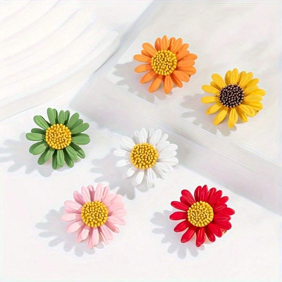 1 件/4 件雏菊花胸针，多功能装饰，适用于女士衬衫、西装外套、防闪光别针、包、帽子和配饰背包，适用于学校办公室配饰夹克珠宝圣诞节万圣节衣服别针有趣可爱的教师礼物服装配饰包饰 - 彩色 - 查看 1