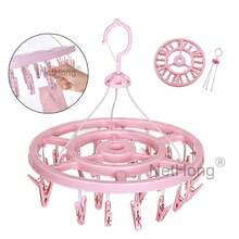 NetHong 24 Peg Folding Sock Dryer Sock Hanger For Washing Line Underwear Drying Rack - Pink - View 2