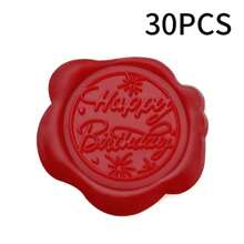 30 Pcs Self-Adhesive Wax Seal Stickers, "Happy Birthday" Pattern , 9 Color Choices, For Birthday Party Invitations, Envelopes, Gift Decorations, Souvenirs, Christmas Cards, Gift Wrapping,School Supplies,Back To School
