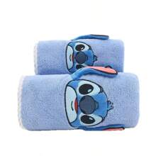 Disney 2pcs Disney Stitch Cartoon Bath Towel & Cute Blue Hand Towel, Suitable For Daily Use, Travel And Holidays Back To School For Beauty Salon Home Bathroom