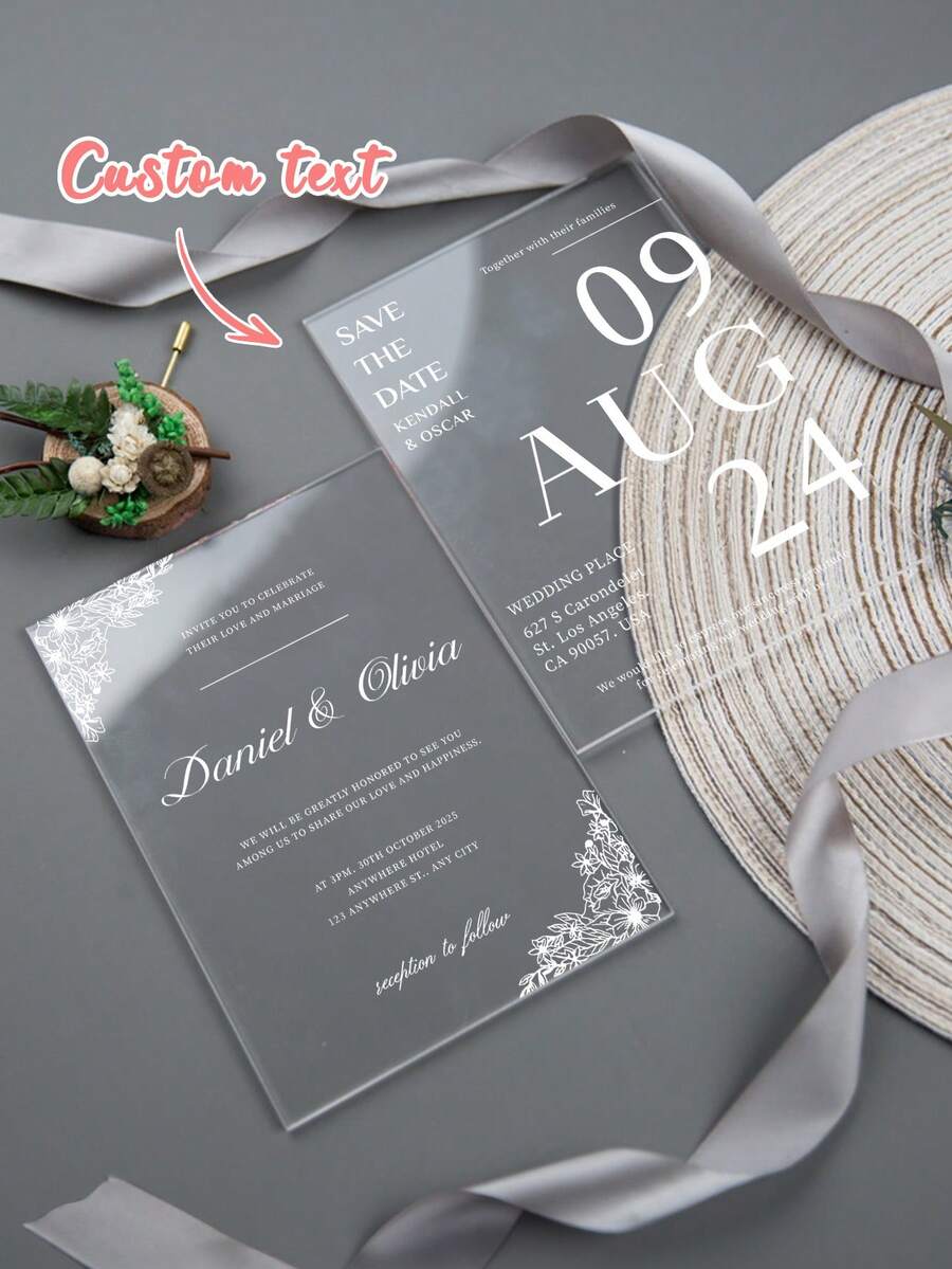 Garden Wedding Invitation Suite, Handmade Paper Wedding Invitation, Deckled Edge Invitation, Romantic Wedding Invites,Blush Pink And Rose Gold Wedding Invites - Acrylic Wedding Invitations - Personalized Wedding Invitation With Monogram Sticker - Multicolor - View 1