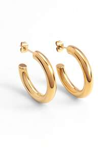 3件套14K不锈钢极简戒指耳环套装，女士款