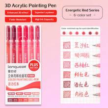 6 Colors Languo Feutre Acrylique Paint Markers Pens Stationery Acrylic Gel Pen 1.0mm For Rock Ceramic Glass Wood Drawing Writing Art Supplies Back To School