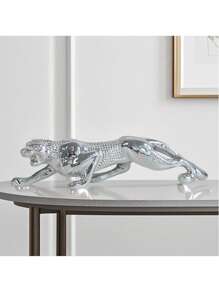 5pcs Resin Leopard Sculpture Ornaments In Assorted Colors, Ideal Home Decor Animal Figurines For Living Room, Desk, Liquor Cabinet, Holiday Gifts And Dining Table Decoration