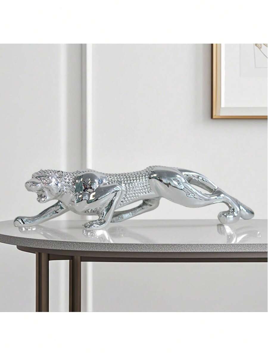 5pcs Resin Leopard Sculpture Ornaments In Assorted Colors, Ideal Home Decor Animal Figurines For Living Room, Desk, Liquor Cabinet, Holiday Gifts And Dining Table Decoration