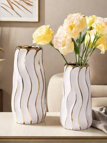 New Gold-Painted Ceramic Vase Flower Arrangement Modern Minimalist Dining Table Porch TV Cabinet Living Room Floral Ornaments Birthday Graduation Gift