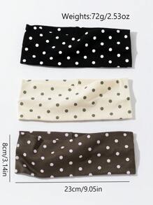 Women Bandana 3pcs/Set Women's Polka Dot Printed Soft Non-Slip Headbands, Elastic Yoga Sports Hair Accessories, Versatile For Daily Wear And Various Occasions Hair Bands, Hairband Fall Winter For Vacation Outfits Woman Elegant Scarf