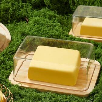 1pc/4pcs Rectangular Cheese/Butter Dish With Lid, Food Storage Container Box For Cake, Dessert, Bread