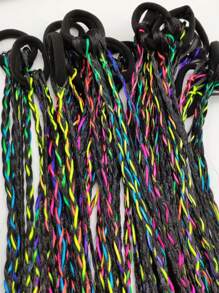 1 pezzo Parrucca con treccia intrecciata per donne, accessorio per capelli con corda colorata annodata in stile box braid, fascia elastica per capelli (il colore della corda è casuale)