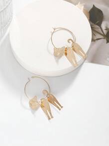 1 par de pendientes de cobre con diseño minimalista y hueco de animal, adecuado para uso diario, fiestas y banquetes de mujeres