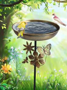 1pc Garden Metal Bird Bath, Removable Cast Iron Decorative Bird Bath With 5 Claw Base, Outdoor Hummingbird Feeder, Metal Tray And Water Bowl, Bird Food Tray, Durable Metal Construction, Suitable For Garden, Yard, Patio And Lawn, Yard Garden Decoration, Fall Decoration, Halloween, Thanksgiving, Christmas, Perfect Gift For Bird Lovers