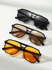 3pcs Fashion Men's Eyeglasses, Big Frame PC Frame Fashionable Polygon Glasses, Suitable For Hike, Halloween Costume