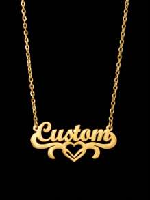 1 Pieza Personalizada Collar de Cadena con Símbolo de Corona, Cruz, Nombre, Corazón, Cruz de Acero Inoxidable, Corazón, Mariposa, Estrella, Mariposa, Símbolo de Infinito, Nombre Árabe, Joyería Personalizada para Exteriores, Playa, Letras de Cadena, Logotipo Firmado, Número Colgante Gargantilla