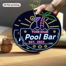 1 Stück runde bedruckte Aluminium Hinweistafel mit Neonlichtern, präsentiert Strand-Atmosphäre mit Cocktails, Palmen und Sonnenschein, erzeugt eine tropische Resort-Stimmung. Diese Beschilderung ist ideal für Pool-Bars und Strand-Erholungsbereiche in tropischen Resorts und macht ein perfektes Geschenk für Reiseliebhaber, um ihr Verlangen nach einem Strandurlaub zu erfüllen.