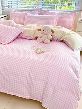 4pcs Soft Bedding Set, Suitable For Student Dormitory Bunk Bed, Nursery, Children's Room, Includes 1pc Duvet Cover, 1pc Fitted Sheet, 2pcs Pillowcases
