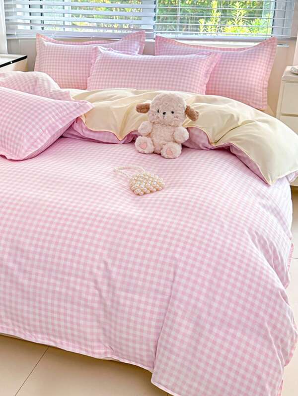 Conjunto de cama de algodão escovado com 4 peças, macio e agradável à pele, adequado para beliches de dormitórios estudantis, berçários, quartos infantis e cochilos de bebês (1 capa de edredom + 1 lençol + 2 fronhas)