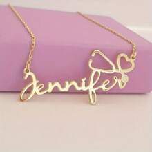 1pc Personalized Stainless Steel English Letter/Name Pendant Necklace, Minimalist & Fashionable Design, Ideal Gift For Nurses And Medical Staff