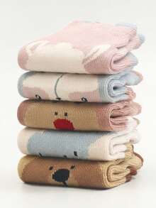 6双柔软棉质卡通动物防滑圆点袜，带3D耳朵设计，适合幼儿 - 彩色 - 查看 4