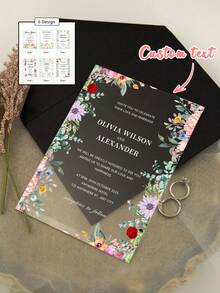 Tarjeta de invitación de boda transparente de acrílico de moda con tarjeta de respuesta con código QR, invitación de cumpleaños, invitación de 15 años, invitación de boda, conjunto de invitación de boda, invitación de boda de espejo de oro rosa con tarjeta de respuesta, invitación de 15 años, elegante personalizada - Multicolor - Ver 9