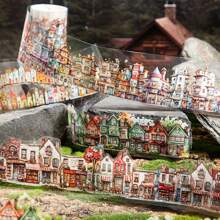 1 Rollo/Bolsa de Cinta, Serie Casa Extravagante, Cinta PET con tema de Casa Vintage y Pueblo, Suministros para Scrapbooking, Accesorios de Cuaderno, Decoración para Cuaderno, Marco de Foto, Funda de Teléfono, Vaso, Revistas de Chatarra, Caja de Artículos de Papelería DIY, Pegatinas Personalizadas, Útiles Escolares, Vuelta al Colegio