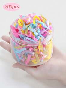 200/500pcs Girls Hair Ties With Box, Small Elastic Hair Bands For Ponytail, Thick Large Rubber Hair Rings, Daily Use Hair Accessories - Multicolor - View 30