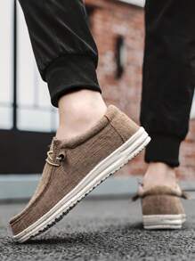 Mocassini casual da uomo in lino traspirante slip-on, scarpe da barca leggere e comode, versatili