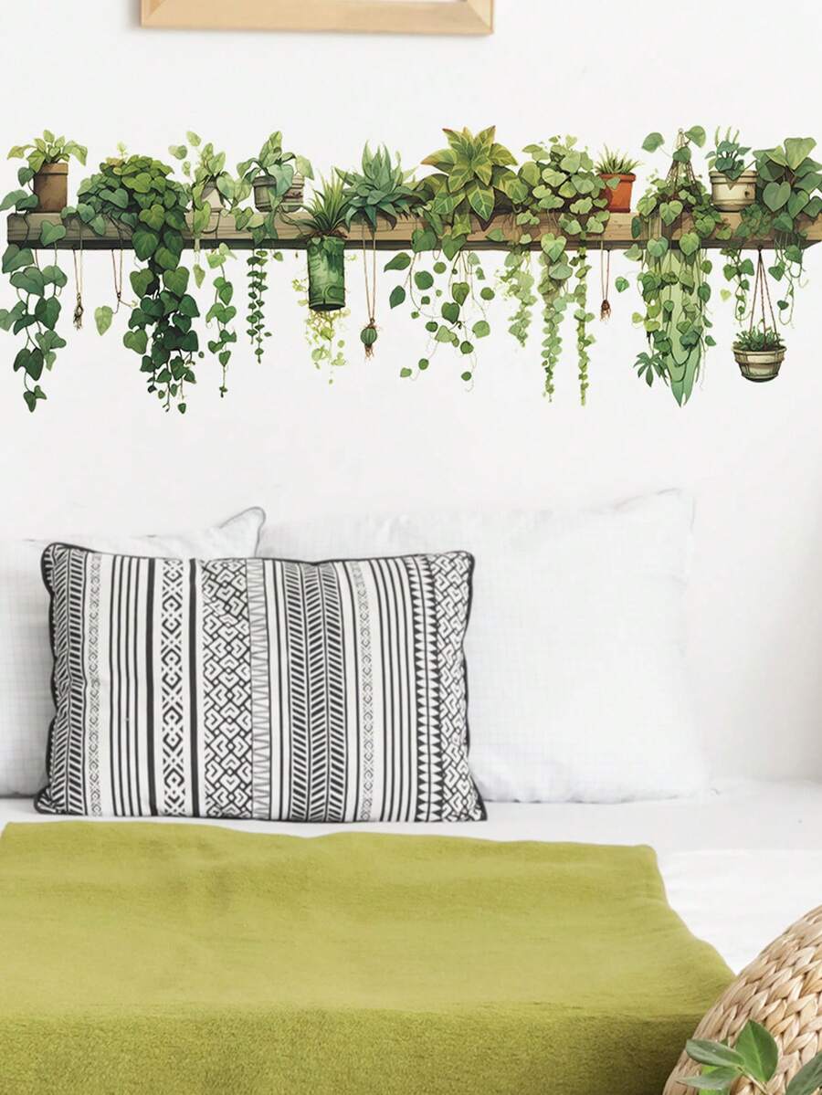 mama look 1 miếng dán tường hình cây lá xanh, miếng dán tường bằng PVC có thể tháo rời dùng trang trí phòng khách, phòng ngủ, hành lang, phòng bếp, trang trí nhà cửa, miếng dán tường, miếng dán tường - Nhiều màu - Xem 1
