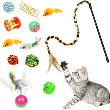 AUXOM Kit Túnel Engraçado com 21 Peças para gato / Vara de Pelúcia/ Rato/ Várias Combinação de Brinquedos - Multicolorido - Visão 3