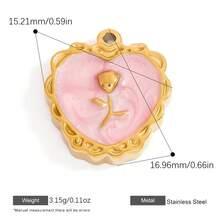 不锈钢 18K 镀金油滴花园心形甜美粉色珠宝制作吊坠套装，适合 DIY 项链、手链、耳环