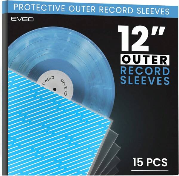 EVEO 100x Vinyl Record Sleeves Outer – Crystal Clear Outer Vinyl Sleeves LP Album Covers 12.75&#34;X12.75&#34; | Perfect Fit Protective 3 Mil Protection For Single &Amp; Double LPs - Archival Standard
