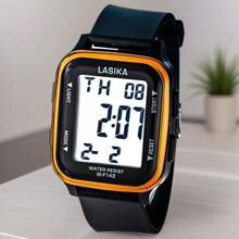 LASIKA Men's Wristwatch, Students Watch, Teenager Sports Watch With Alarm, Timer, Waterproof, Square Design