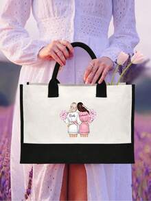 Bride Handbag And Cosmetic Bag Set, Bride Printed Zipper Makeup Bag, Personalized Bride Gift, Suitable For Wedding, Bridal Shower, Bachelorette Party, Engagement, Honeymoon, Gift For Best Friend, Bridal Memento - Multicolor - View 10