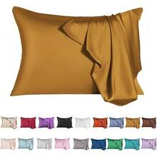 Funda de almohada de seda de morera para cabello y piel, funda de almohada de seda refrescante con cierre oculta, a prueba de alérgenos, de doble cara, suave, transpirable, suave, para mujer (azul - dorado - Ver 7