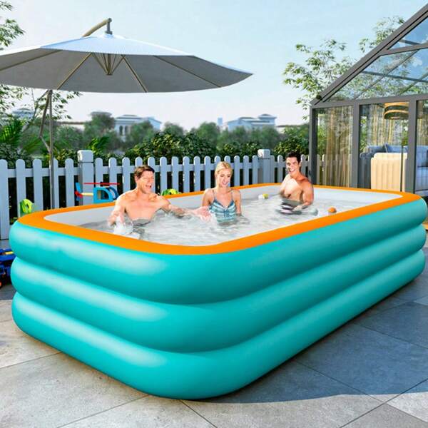 1pc Inflatable Swimming Pool, Multi-Size, Durable PVC Material, Includes Accessories, Perfect For Summer Family Fun, Pet Bathing, Outdoor Water Parties, Suitable For All Seasons