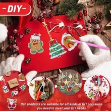 12pièces/Set Kit de décoration de porte-clés d'art diamant de Noël DIY - Peinture de diamant à strass en cristal spécial à un seul côté en acrylique, ornements de Noël pour la décoration des arbres de Noël, pendentifs artisanaux pour la décoration de la maison, du bureau, du restaurant et de la fête de Noël, idéal comme cadeau de Noël pour les amis et la famille