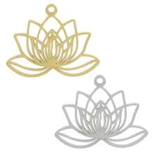 2pcs Fashionable 304 Stainless Steel Gold/Silver Plant & Flower Pattern Pendant, Vacuum Electroplated Durable Craft, Suitable For Necklace, Earrings, DIY Jewelry Making