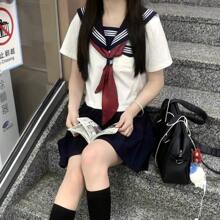 KLFYY Japanese JK Uniform Improved White Three-Piece Hand Clothes Spring And Autumn Long Sleeves Hundred Folds Overcoat