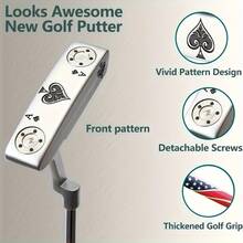 1pc Fun Golf Putting Stick With Poker Elements, 32 33 34 35 36 Inches, Hooded Golf Club - Improves Ball Speed And Accuracy, Detachable Weight, Equipped With 4 Fun Golf Balls. - Silver - View 5