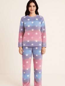 Women's Fleece Pajamas Winter Furry Smara Modas New Collection - 霧霾藍 - 查看 1