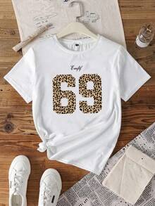 YOKASA Camiseta de mujer con estampado de letras de dibujos animados - Blanco-ZM226 - Ver 2